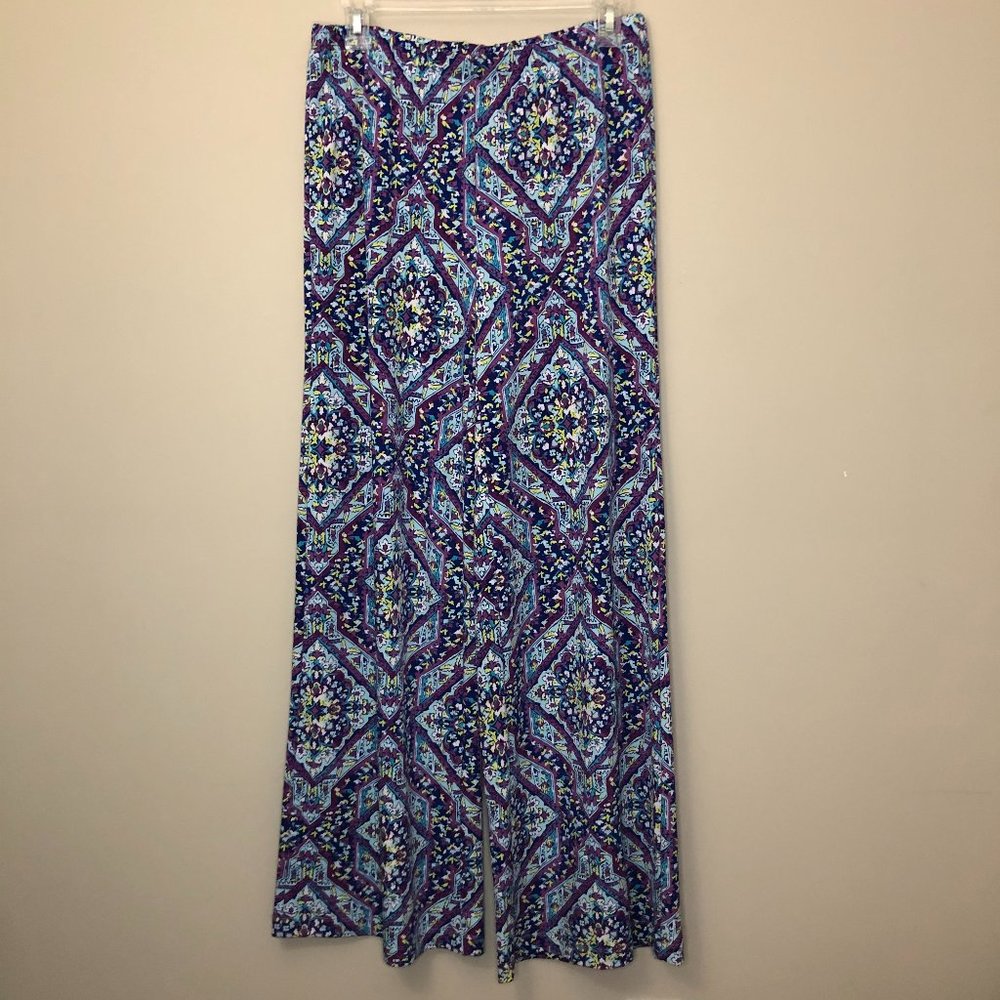 Chico's wide leg palazzo pants blue purple S/4-6.
